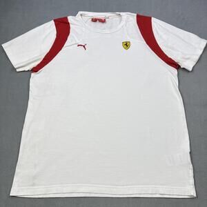 Scuderia Ferrari Shirt Mens Large White Puma F1 Racing Tee Italian Flag